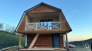 Дом-баня 6×8 с террасой и балконом