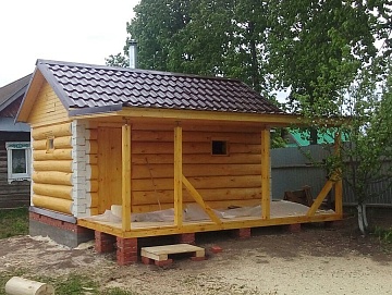 Баня с выносом под веранду 20 м²