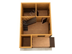 Баня из бруса 6×4 с террасой и мансардой (Б-18), 24 м²