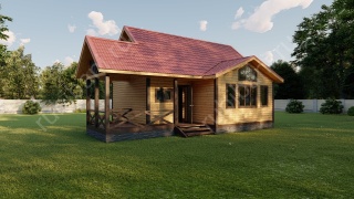 Баня из бруса 7×8 (Б107), 60 м²