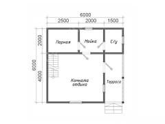 Баня 6 на 6 с мансардой 36 м²