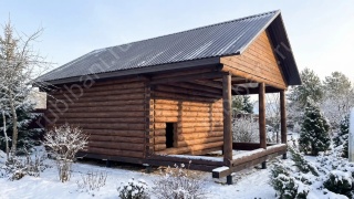 Баня 6×6 м с открытой террасой, 48 м²