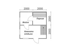 Баня из бруса 4×4 c мансардой (Б-25), 16 м²