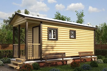 Мобильная баня 2.3×7 с крыльцом, 16.1 м²