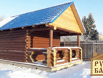 Баня с верандой под одной крышей 30 м²