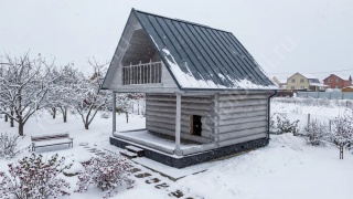 Баня 5×3 с террасой и мансардой, 25 м²