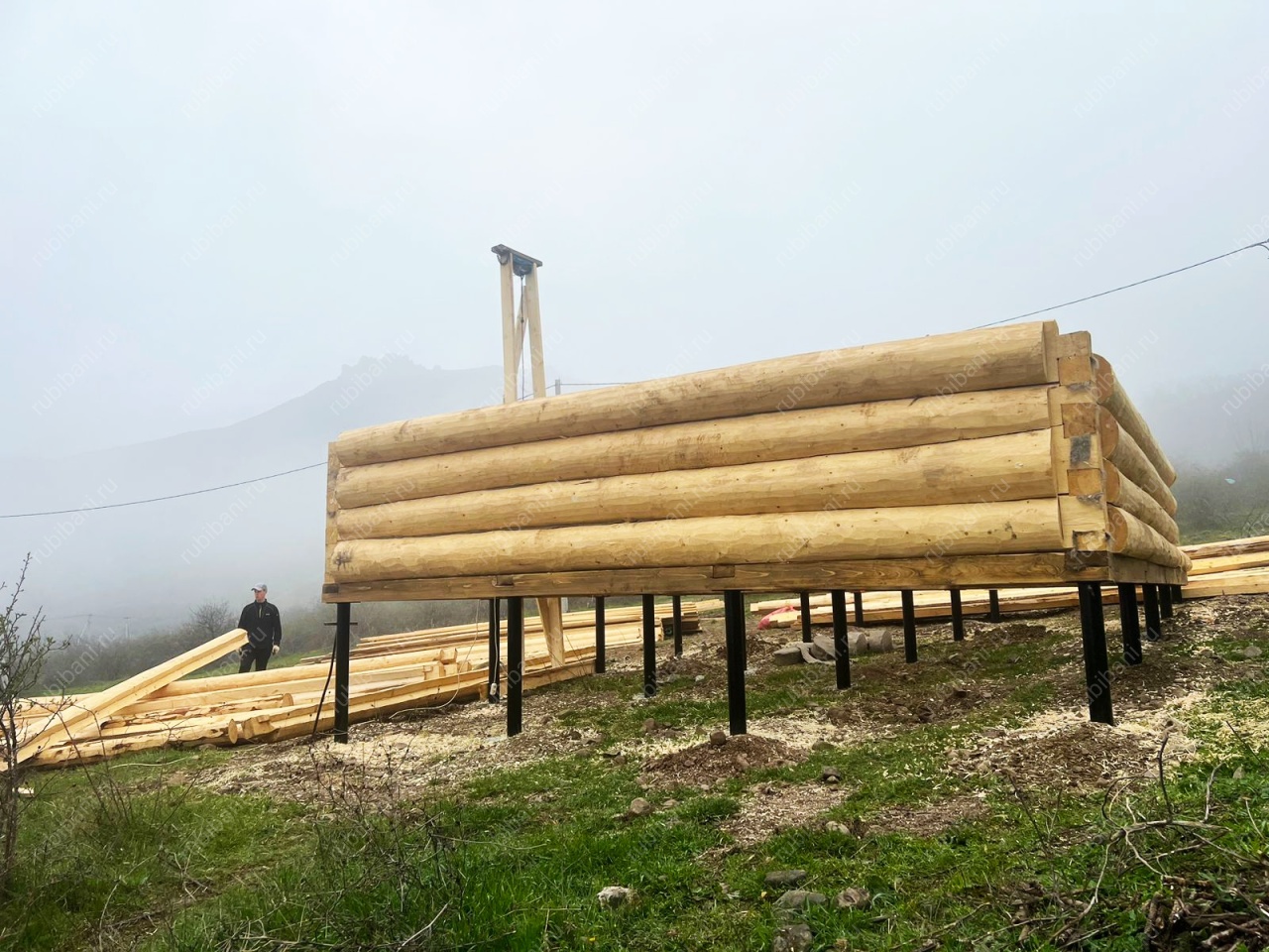 Сборка сруба 6х6 с мансардой. Крым, Алушта. — фото 8 Сборка сруба 6х6 с мансардой. Крым, Алушта. — фото 8