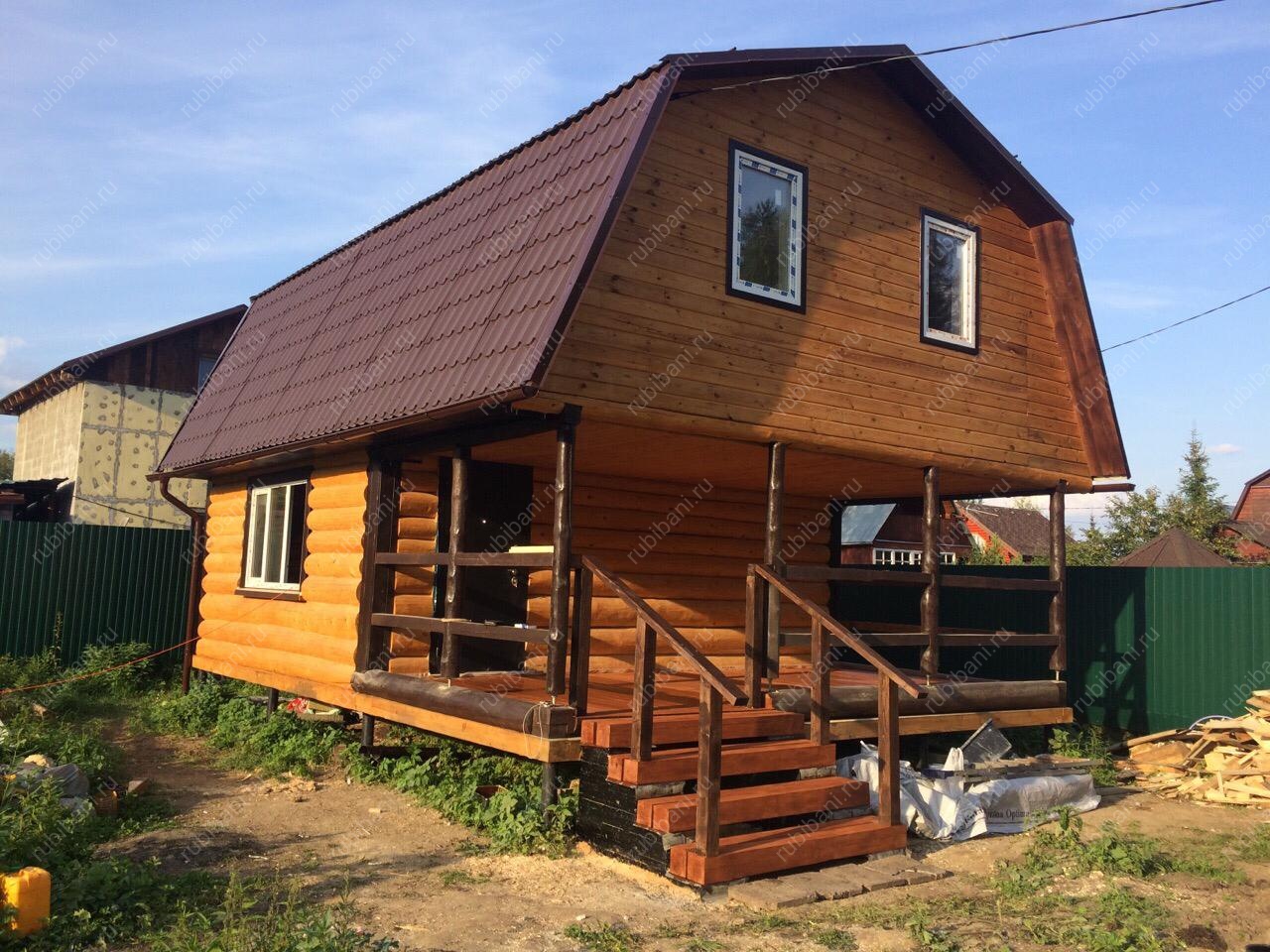 Баня из бревна 6 на 4 с мансардой — фото 3 Баня из бревна 6 на 4 с мансардой — фото 3