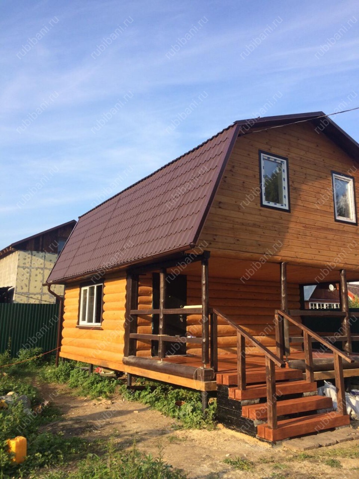 Баня из бревна 6 на 4 с мансардой — фото 2 Баня из бревна 6 на 4 с мансардой — фото 2