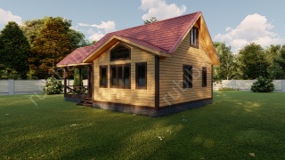 Баня из бруса 7×8 (Б107), 60 м²