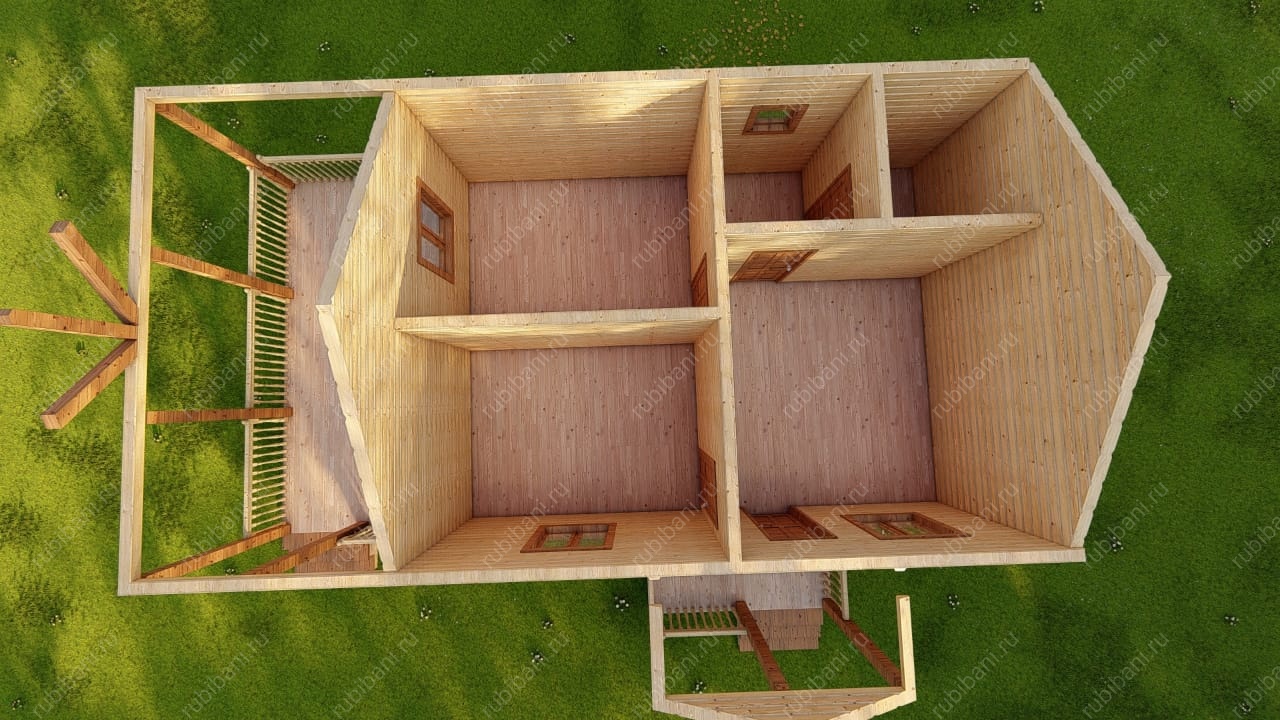 Баня из бруса 6 на 8.5 с террасой — фото 9 Баня из бруса 6 на 8.5 с террасой — фото 9