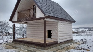 Баня 5×3 с террасой и мансардой, 25 м²