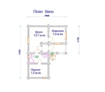 Г-образная баня из бревна с террасой (ББН-50) 46 м²